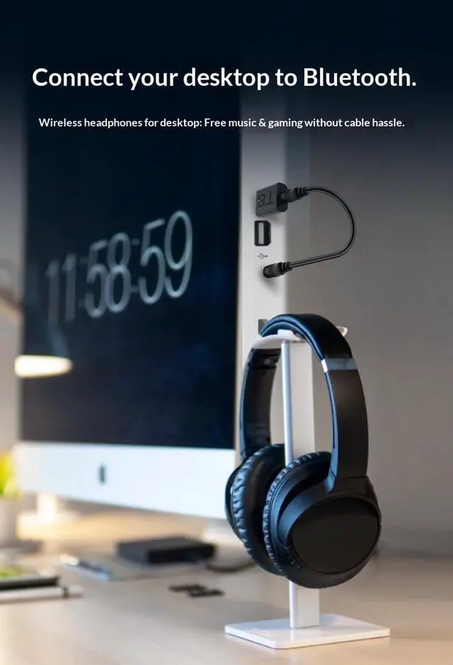 Alt view image 5 of 7 - 2-in-1 Bluetooth 5.0 USB & 3.5mm AUX Audio Adapter - Wireless Bluetooth Transmitter & Receiver for Car, Home Stereo, PC, Speake