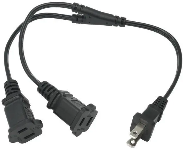 Main image of 2 Prong 1 to 2 Extension Cord, 1.5FT 2 Way Indoor Power Cable Splitter