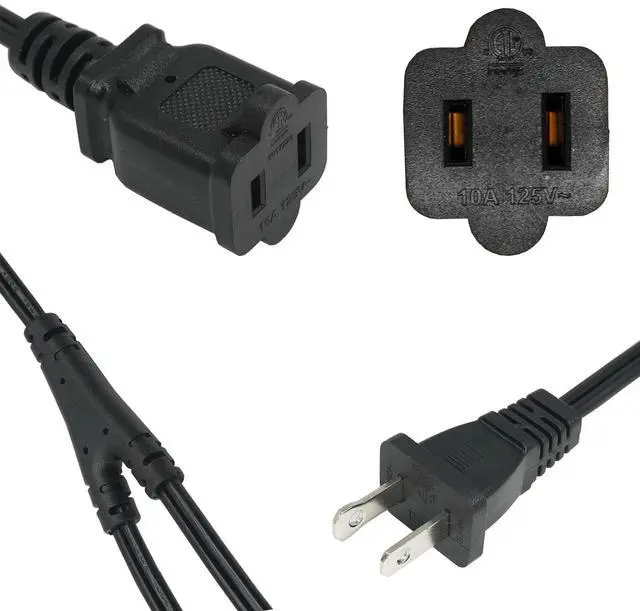Alt view image 2 of 6 - 2 Prong 1 to 2 Extension Cord, 1.5FT 2 Way Indoor Power Cable Splitter