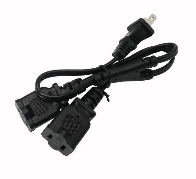 Alt view image 5 of 6 - 2 Prong 1 to 2 Extension Cord, 1.5FT 2 Way Indoor Power Cable Splitter