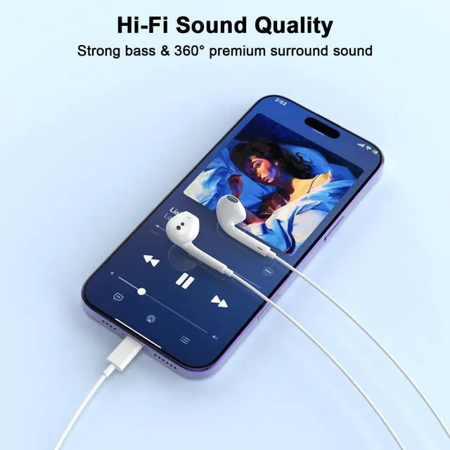 Alt view image 4 of 7 - 2 Pack Wired Headphones for iPhone Earbuds iPhone 14 Headphones Wired