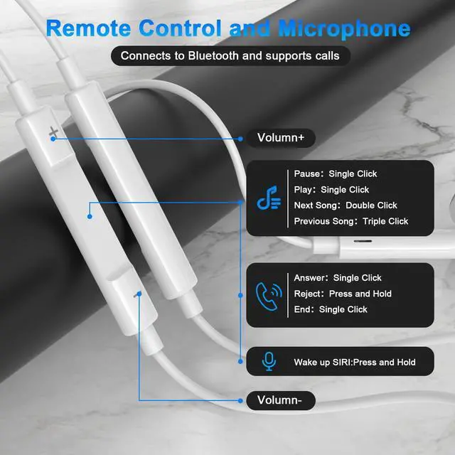 Alt view image 5 of 7 - 2 Pack Wired Headphones for iPhone Earbuds iPhone 14 Headphones Wired