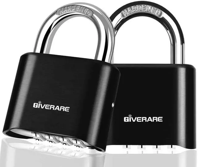 Main image of 2 Pack 4-Digit Combination Lock, Heavy Duty Padlock Metal, Outdoor Alloy Locks with Hardened Steel Shackle, High Security Weatherproof Large Padlocks for Gym, School,Locker,Fence,Gate,Hasp,Case-Black