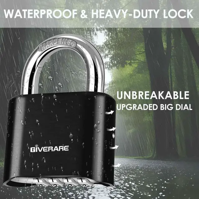 Alt view image 5 of 7 - 2 Pack 4-Digit Combination Lock, Heavy Duty Padlock Metal, Outdoor Alloy Locks with Hardened Steel Shackle, High Security Weatherproof Large Padlocks for Gym, School,Locker,Fence,Gate,Hasp,Case-Black