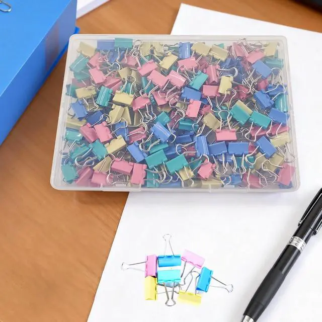 Alt view image 2 of 7 - 180 Pcs Small Binder Clips Assorted Colored, 0.59 in/15mm Mini Binder Paper Clips, Paper Clamps for Office Supplies, Home, School,Business Document Organizing (Blue, Pink, Yellow, Green)
