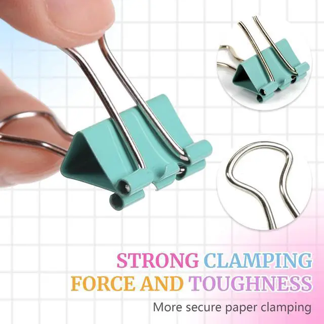 Alt view image 6 of 7 - 180 Pcs Small Binder Clips Assorted Colored, 0.59 in/15mm Mini Binder Paper Clips, Paper Clamps for Office Supplies, Home, School,Business Document Organizing (Blue, Pink, Yellow, Green)