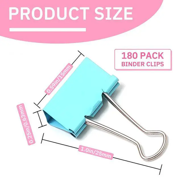 Alt view image 4 of 7 - 180 Pcs Small Binder Clips Assorted Colored, 0.59 in/15mm Mini Binder Paper Clips, Paper Clamps for Office Supplies, Home, School,Business Document Organizing (Blue, Pink, Yellow, Green)