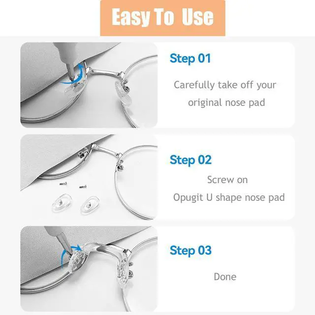 Alt view image 6 of 7 - 15 pcs,3 sizes Eyeglasses Nose Pads,U Shaped Eyeglasses Nose Pads Screw-in eyeglass nose piece soft silicone nose pad for Eye Glasses Sunglass Eyewear