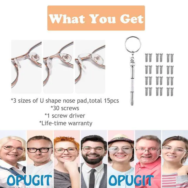 Alt view image 7 of 7 - 15 pcs,3 sizes Eyeglasses Nose Pads,U Shaped Eyeglasses Nose Pads Screw-in eyeglass nose piece soft silicone nose pad for Eye Glasses Sunglass Eyewear