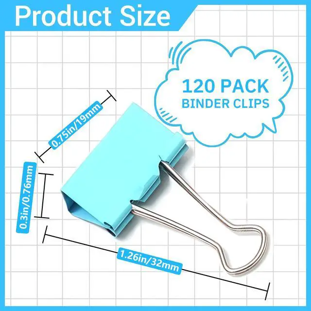 Alt view image 3 of 7 - 120 Pcs Small Binder Clips Assorted Colored, 0.75in/19mm Mini Binder Paper Clips, Paper Clamps for Office Supplies, Home, School,Business Document Organizing (Blue, Pink, Yellow, Green)
