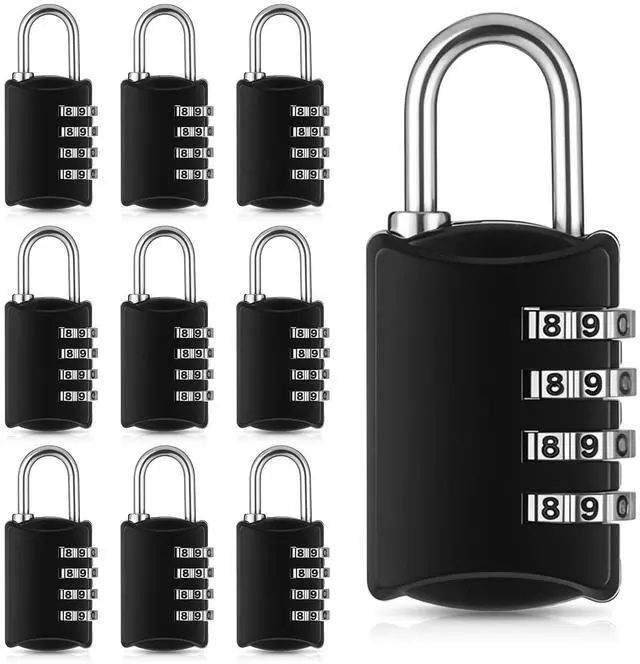 Main image of 10 Pcs 4 Digit Combination Lock - Black Locker Locks Small Combo Number Locks, Outdoor Combination Lock Weatherproof Resettable Padlocks for Lockers Door, House, Gym, Toolbox, Gate, Fence