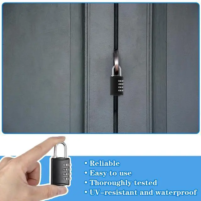 Alt view image 5 of 7 - 10 Pcs 4 Digit Combination Lock - Black Locker Locks Small Combo Number Locks, Outdoor Combination Lock Weatherproof Resettable Padlocks for Lockers Door, House, Gym, Toolbox, Gate, Fence