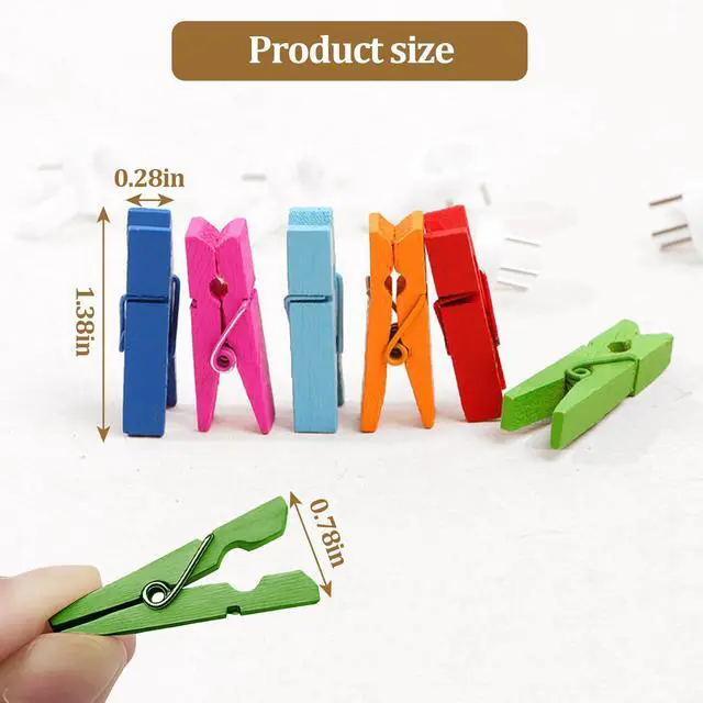 Alt view image 2 of 6 - 1.35 Inch Mini Clothes Pins for Photo,100 pcs Colorful Small Clothes pins,Mini Photo Clips Ideal for Crafts, Decorations and DIY Project