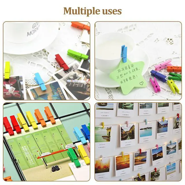 Alt view image 5 of 6 - 1.35 Inch Mini Clothes Pins for Photo,100 pcs Colorful Small Clothes pins,Mini Photo Clips Ideal for Crafts, Decorations and DIY Project