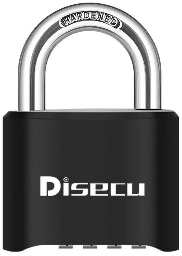 Main image of 1 Pack disecu Heavy Duty 4 Digit Combination Lock, Outdoor Waterproof Padlock for School Gym Locker, Storage Unit, Fence, Gate, Toolbox (Black)