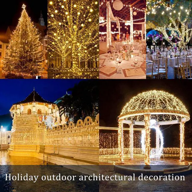 Alt view image 5 of 7 - 2 Pack Solar Copper Wire String Lights, 66 Ft 200 LEDs Warm White Outdoor