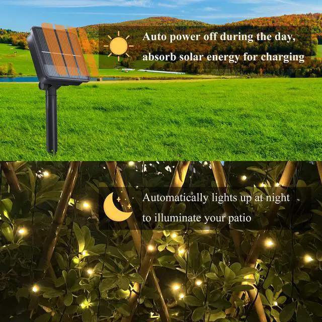 Alt view image 5 of 7 - 2 Pack Solar String Lights Outdoor Waterproof, 72FT 200 LED Solar Lights