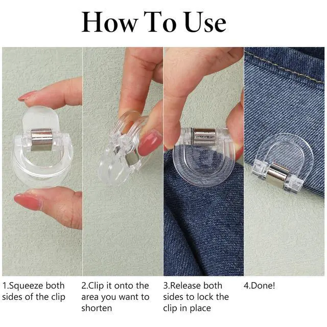 Alt view image 6 of 7 - 12pcs Adjustable Pants Hem Clips Shortening Holders for Fabric Instant Hemming Jeans Leg Cuff Sleeves Quilting Clamps Shirts Trousers Dress Temporary Fix Alteration Clips No Slip Tightener