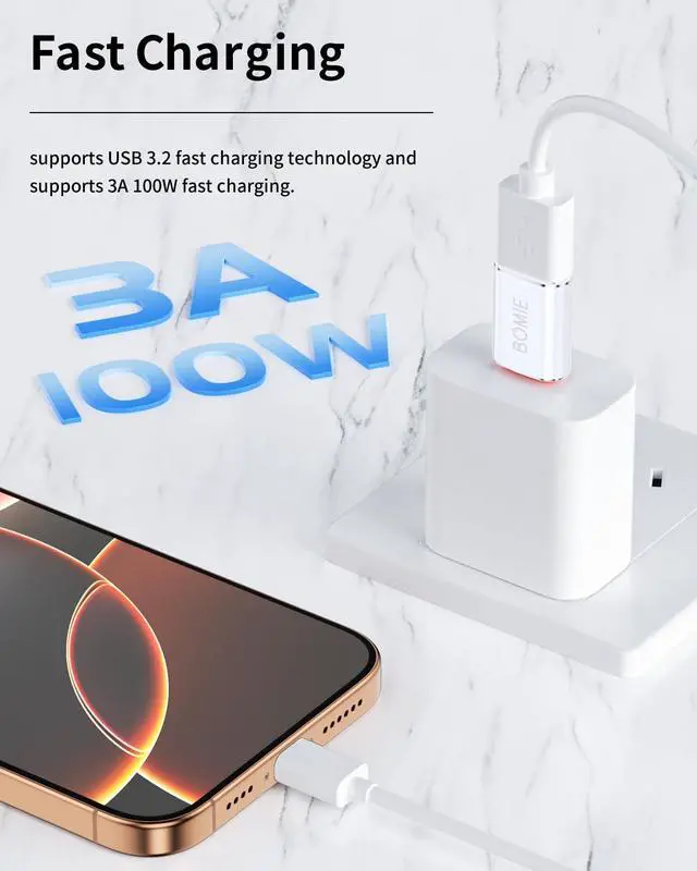 Alt view image 2 of 7 - USB C to USB Adapter 100W Fast Charging for USBC Smartphones
