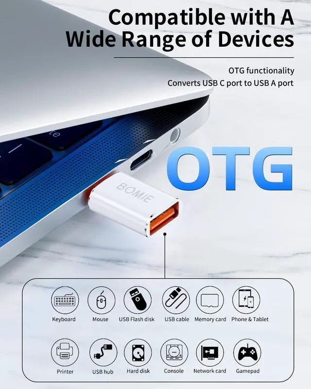 Alt view image 4 of 7 - USB C to USB Adapter 100W Fast Charging for USBC Smartphones