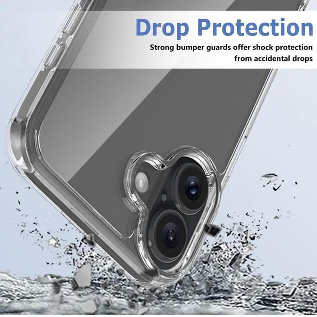 Alt view image 3 of 6 - Compatible with iPhone 16 Case with 2pcs Screen Protectors and 1pcs Camera Lens Protector, Clear Crystal Phone Case Compatible with iPhone 16 6.1 Inch