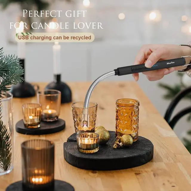 Alt view image 2 of 7 - Lighter, Electric Candle Rechargeable USB Lighter Plasma Arc for Candle Christmas Birthday Camping Black