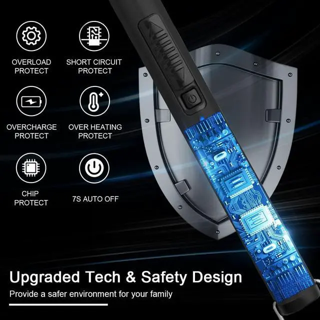 Alt view image 4 of 7 - Lighter, Electric Candle Rechargeable USB Lighter Plasma Arc for Candle Christmas Birthday Camping Black