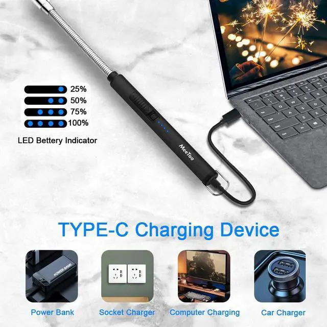 Alt view image 6 of 7 - Lighter, Electric Candle Rechargeable USB Lighter Plasma Arc for Candle Christmas Birthday Camping Black