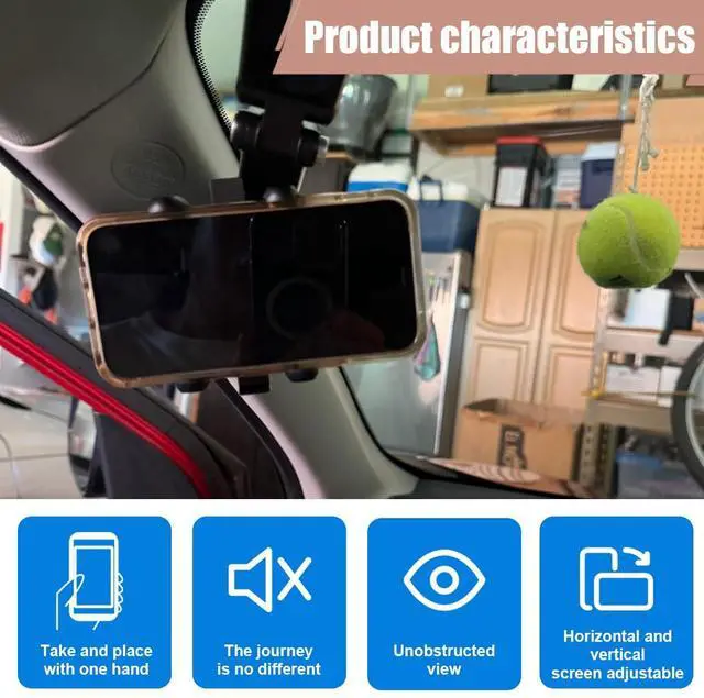 Alt view image 4 of 6 - Car Sun Visor Phone Holder, 360° Rotatable and Retractable Visor Phone Mount, Multifunctional Adjustable Car Rearview Mirror Cell Phone Holder Compatible with Most Cell Phones (Black)