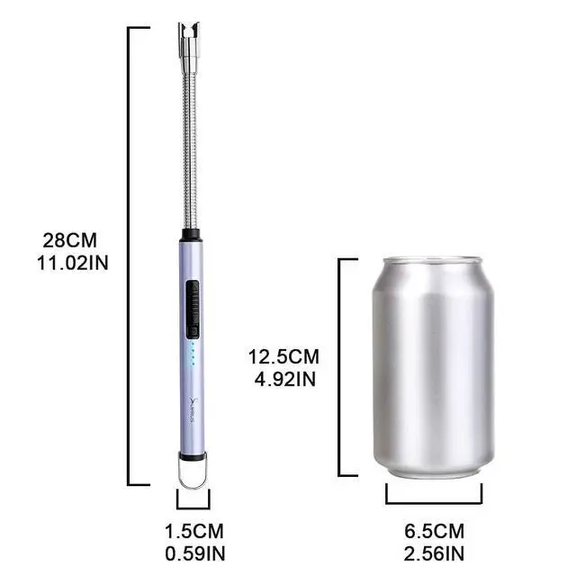 Alt view image 5 of 7 - Electric Candle Lighter USB Type C Rechargeable Lighter Steel Shell & Hanging Hook with 360° Flexible Neck(Blue)