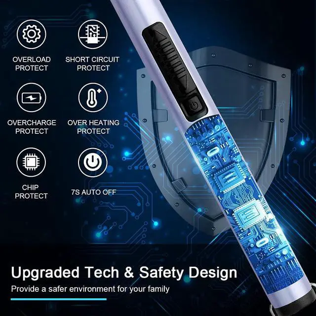 Alt view image 3 of 7 - Electric Candle Lighter USB Type C Rechargeable Lighter Steel Shell & Hanging Hook with 360° Flexible Neck(Blue)