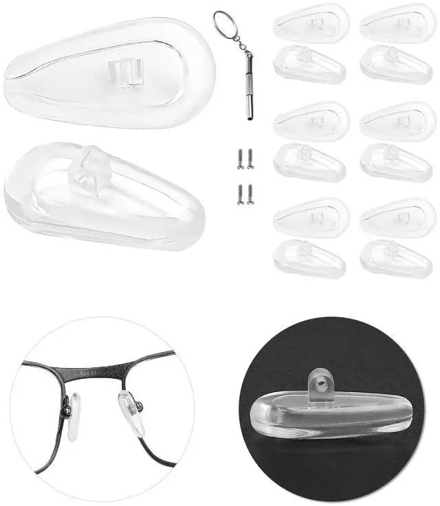 Main image of 6 Pairs Replacement Nose Pads for Oakley Eyeglasses/Sunglasses, Anti-Slip Clear Silicone Nose Pieces Guards Come with Screws and Screwdrivers (Screw in Glasses Nose Pads)