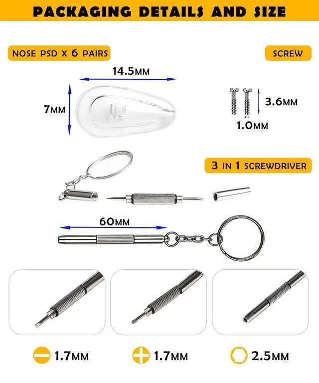 Alt view image 4 of 7 - 6 Pairs Replacement Nose Pads for Oakley Eyeglasses/Sunglasses, Anti-Slip Clear Silicone Nose Pieces Guards Come with Screws and Screwdrivers (Screw in Glasses Nose Pads)