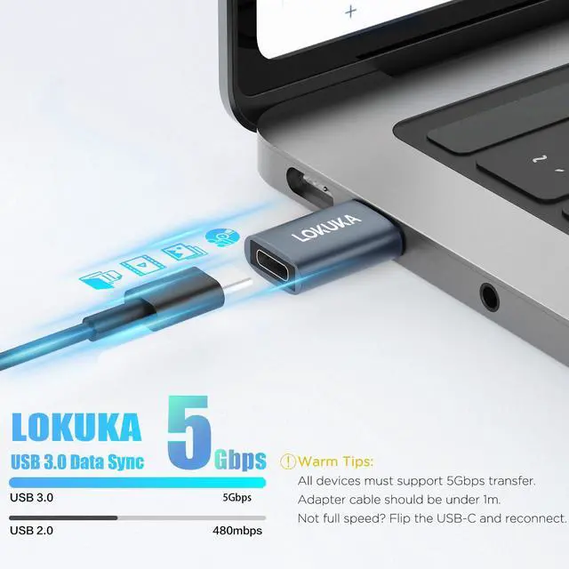 Alt view image 4 of 7 - USB C Female to USB A Male Adapter (3 Pack), 5 Gbps USB 3.0 Male to USB Type C Female OTG Adapter Converter Compatible with MacBook, Microsoft Surface, Pad, Samsung Notebook, Galaxy, etc, Gray