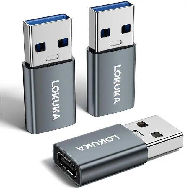 Main image of USB C Female to USB A Male Adapter (3 Pack), 5 Gbps USB 3.0 Male to USB Type C Female OTG Adapter Converter Compatible with MacBook, Microsoft Surface, Pad, Samsung Notebook, Galaxy, etc, Gray