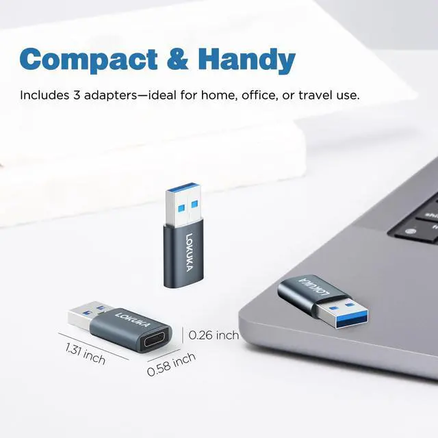 Alt view image 5 of 7 - USB C Female to USB A Male Adapter (3 Pack), 5 Gbps USB 3.0 Male to USB Type C Female OTG Adapter Converter Compatible with MacBook, Microsoft Surface, Pad, Samsung Notebook, Galaxy, etc, Gray