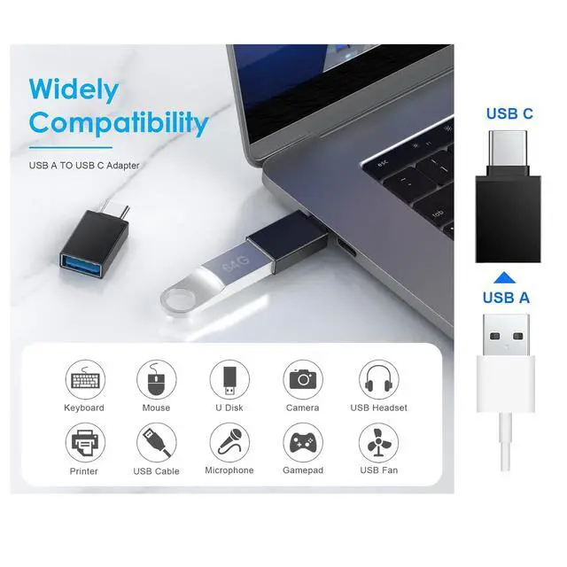 Alt view image 7 of 7 - 2 Type c Female to iPhone Male converters,2 USB Female to Type c Male