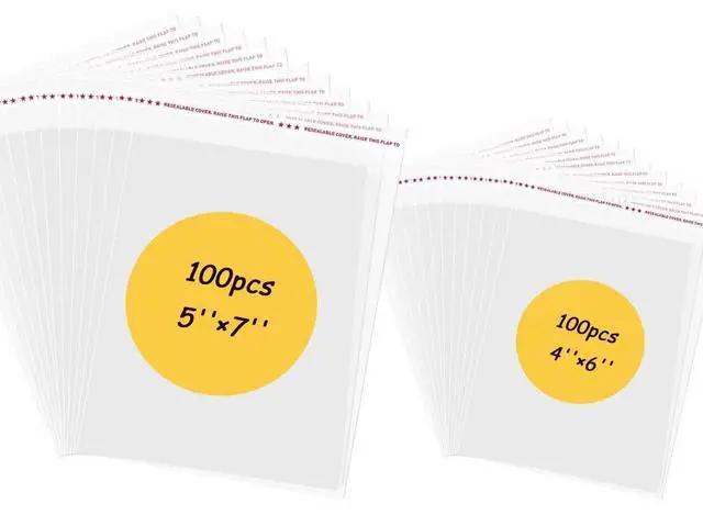 Main image of Cookie Bags with Seal, Self Sealing Cellophane Bag, 4x6 5x7 Inches, 200 Pcs