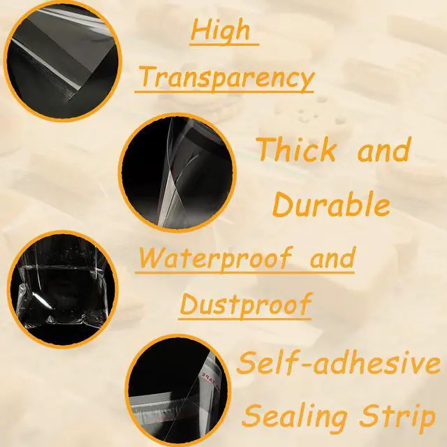 Alt view image 3 of 6 - Cookie Bags with Seal, Self Sealing Cellophane Bag, 4x6 5x7 Inches, 200 Pcs