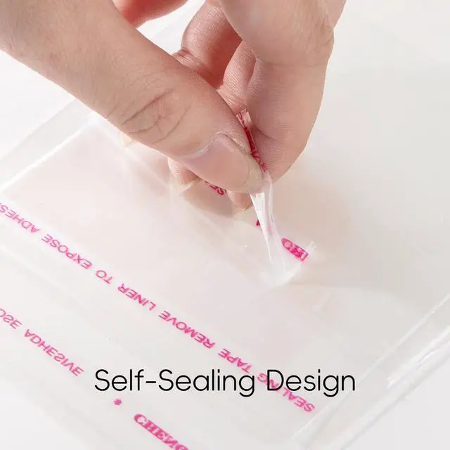 Alt view image 4 of 7 - 100Pcs Clear Self Sealing Cellophane Bags, 4x6 Inches Self-Adhesive Cookies Bag Plastic Candy Resealable Treat Bags for Bakery Cookies Gift Packing Party Favor