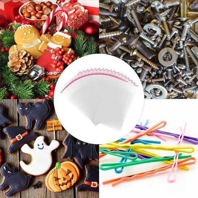 Alt view image 7 of 7 - 100Pcs Clear Self Sealing Cellophane Bags, 4x6 Inches Self-Adhesive Cookies Bag Plastic Candy Resealable Treat Bags for Bakery Cookies Gift Packing Party Favor