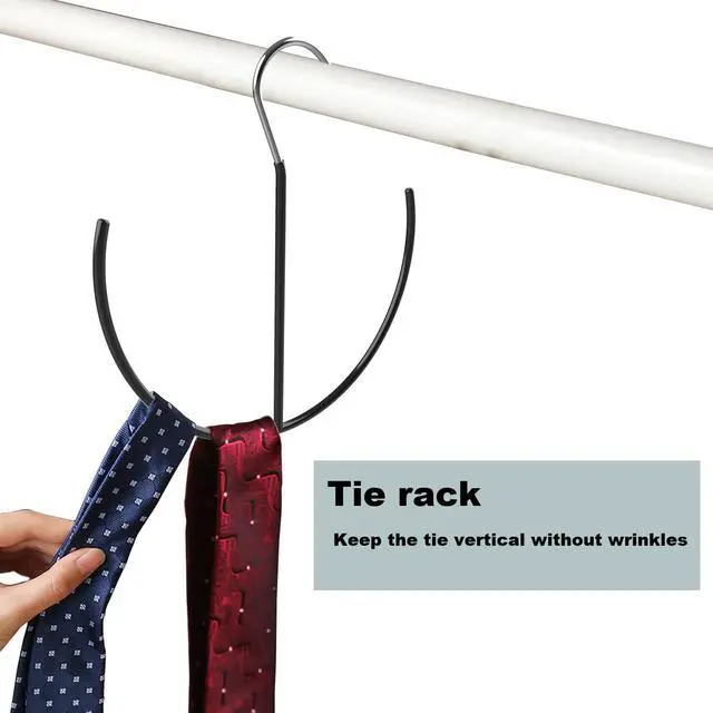 Alt view image 3 of 6 - Space Saving Heavy Duty Metal Belt Hanger, Tie Rack Hanger, Rubber Cover, 9.6in x 7.9in, Black (1 Pack)