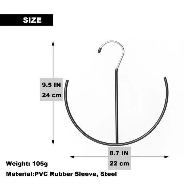 Alt view image 5 of 6 - Space Saving Heavy Duty Metal Belt Hanger, Tie Rack Hanger, Rubber Cover, 9.6in x 7.9in, Black (1 Pack)
