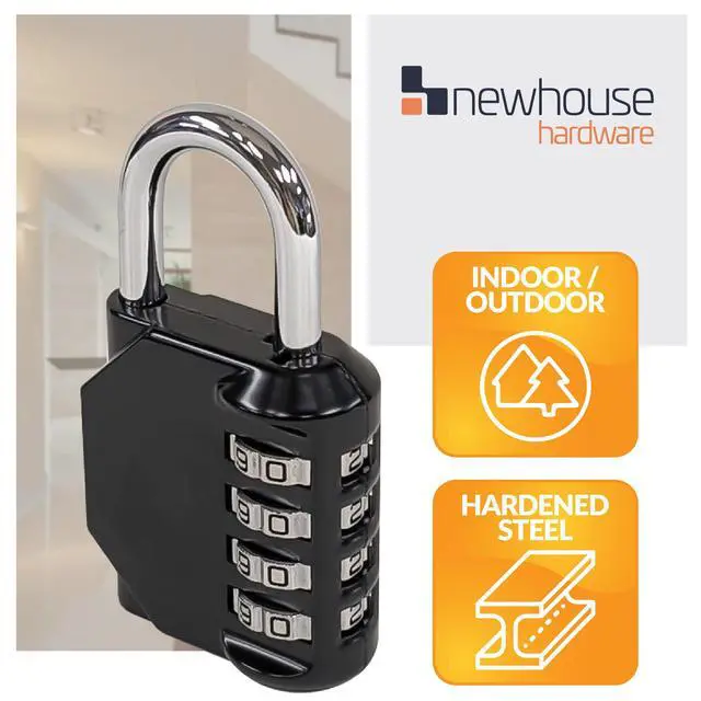 Alt view image 3 of 7 - Improved 4-Digit Combination Lock | Outdoor Waterproof Padlock for School, Gym Locker, Sports Locker, Fence, Toolbox, Gate, and Travel | Customizable 4-Digit Lock Combo | Black