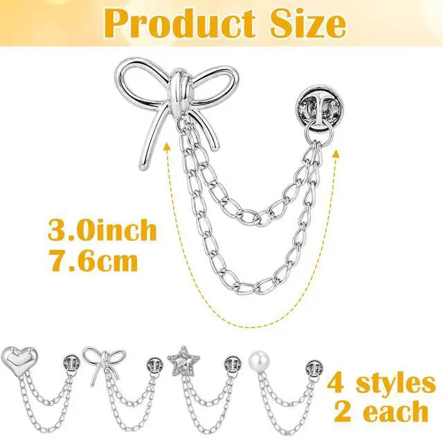 Alt view image 2 of 7 - 8Pcs Shirts Clips with Chains, Pant Hem Clips for Clothing