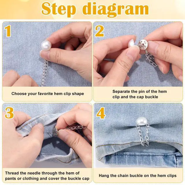 Alt view image 3 of 7 - 8Pcs Shirts Clips with Chains, Pant Hem Clips for Clothing