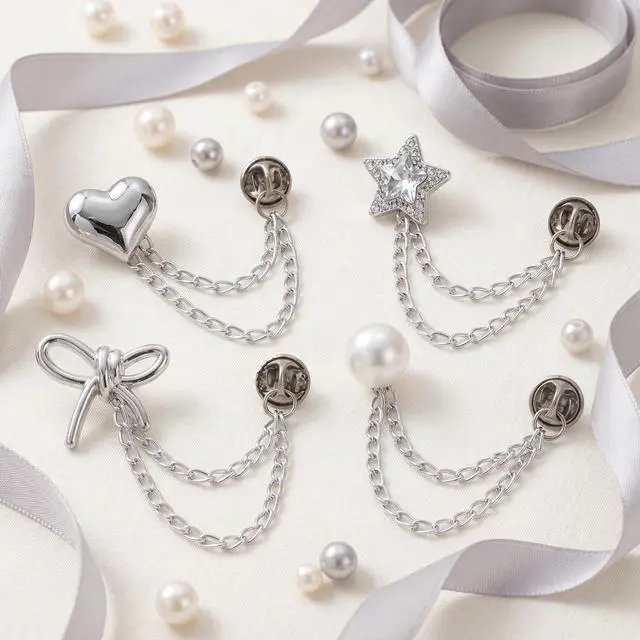 Alt view image 7 of 7 - 8Pcs Shirts Clips with Chains, Pant Hem Clips for Clothing