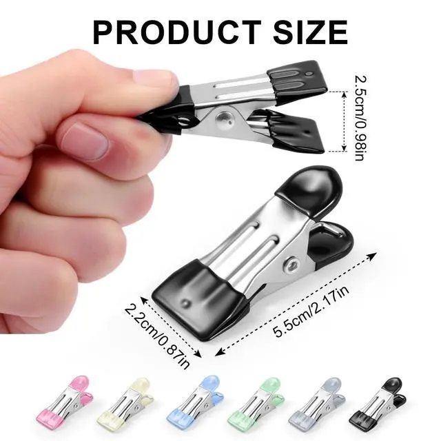 Alt view image 2 of 7 - Clothes Pins, Senbowe 30 Pack Chip Clips, 2.17 Inch Metal Chip Bag Clips, Food Clips for Kitchen Stainless Steel with Rubber, Clothespins for Photo Drying Clothesline