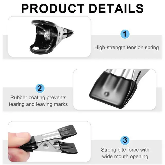 Alt view image 6 of 7 - Clothes Pins, Senbowe 30 Pack Chip Clips, 2.17 Inch Metal Chip Bag Clips, Food Clips for Kitchen Stainless Steel with Rubber, Clothespins for Photo Drying Clothesline
