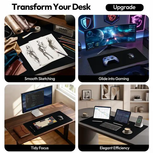 Alt view image 5 of 7 - Desk Mat,Non-Slip Leather Desk Pad for Mouse,Keyboard,Laptop,Office and Home